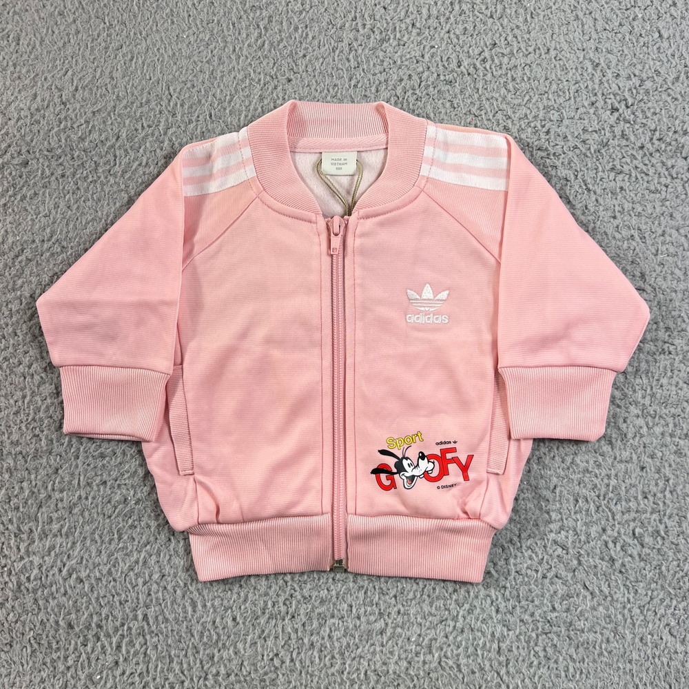 Adidas Goofy Superstar Tracksuit Kids 6M Pink Disney Zip Jacket Pants Vintage